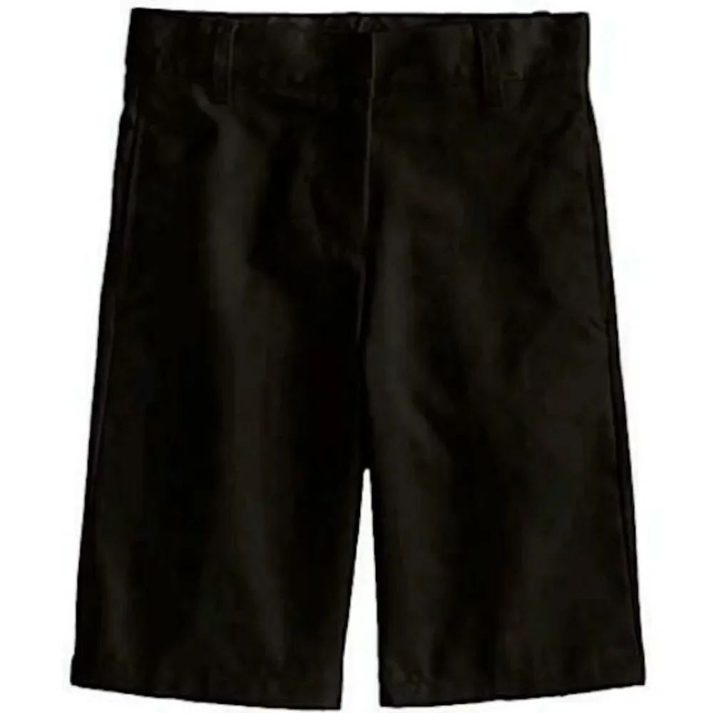 French Toast Big Boys' Basic Flat Front Short with Adjustable, Black, Size 12.0